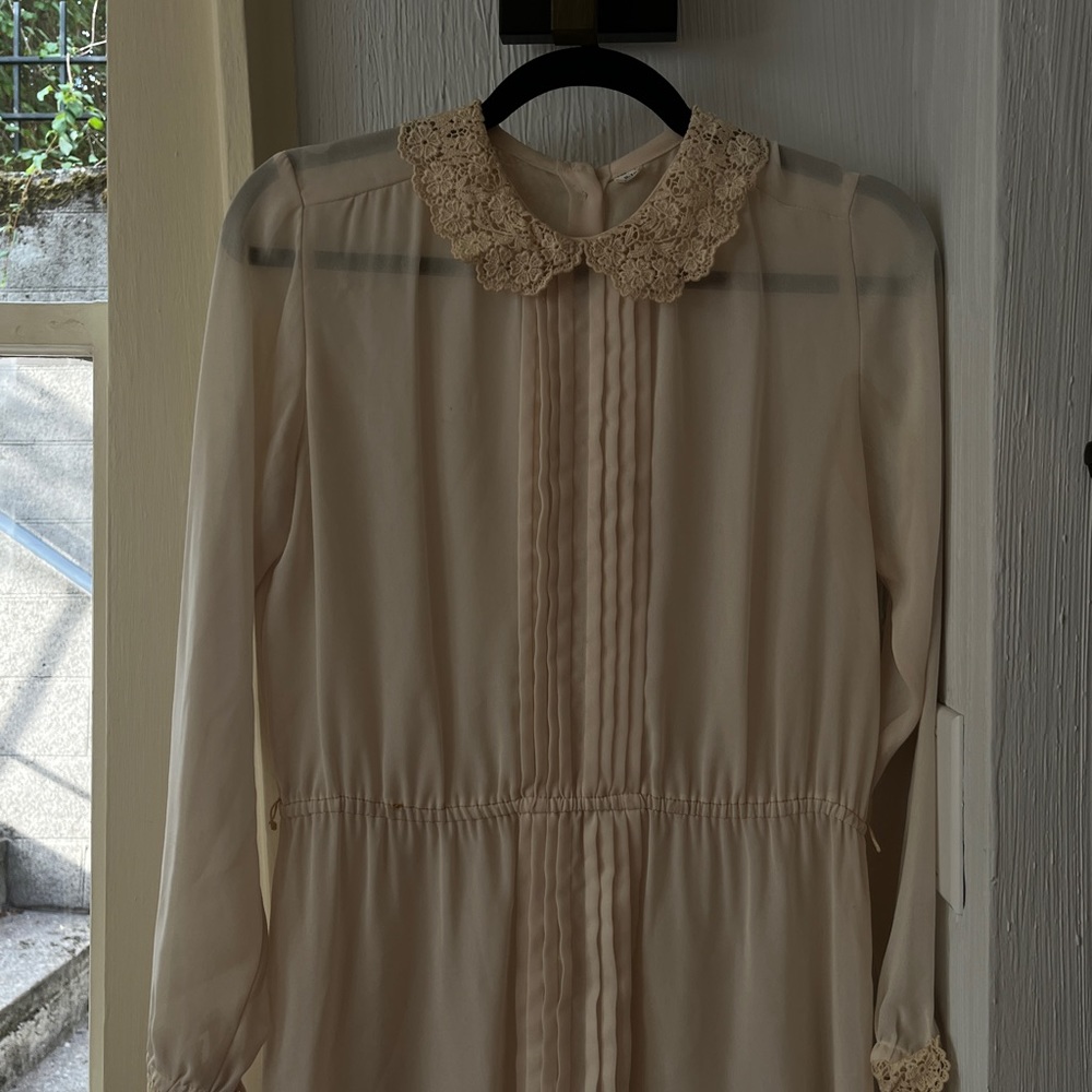 Antique Sheer Chemise Midi Dress with Crochet Details